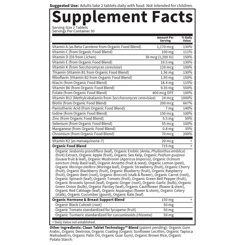 mykind Organics Women's Multi 40+ Whole Food Multivitamin, 60 Vegan Tablets